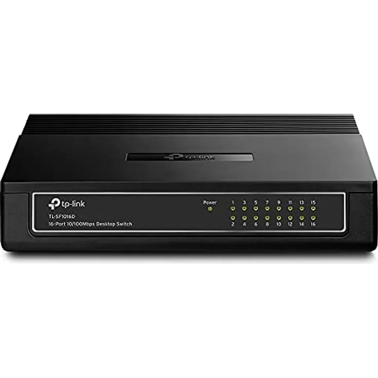 TP-Link TL-SF1016D 16-Port 10/100 Mbps Desktop Ethernet Switch/Hub, Ethernet Splitter, Plug & Play, no configuration required, Black
