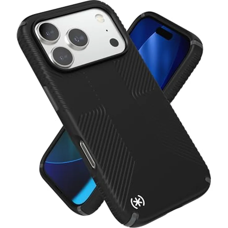 Speck Pro Presidio2 Grip, Handy-Hülle mit ClickLock, Fallschutz bis zu 4 m, Deep Sea/Silver Metallic/Spell Blue – Bild 1