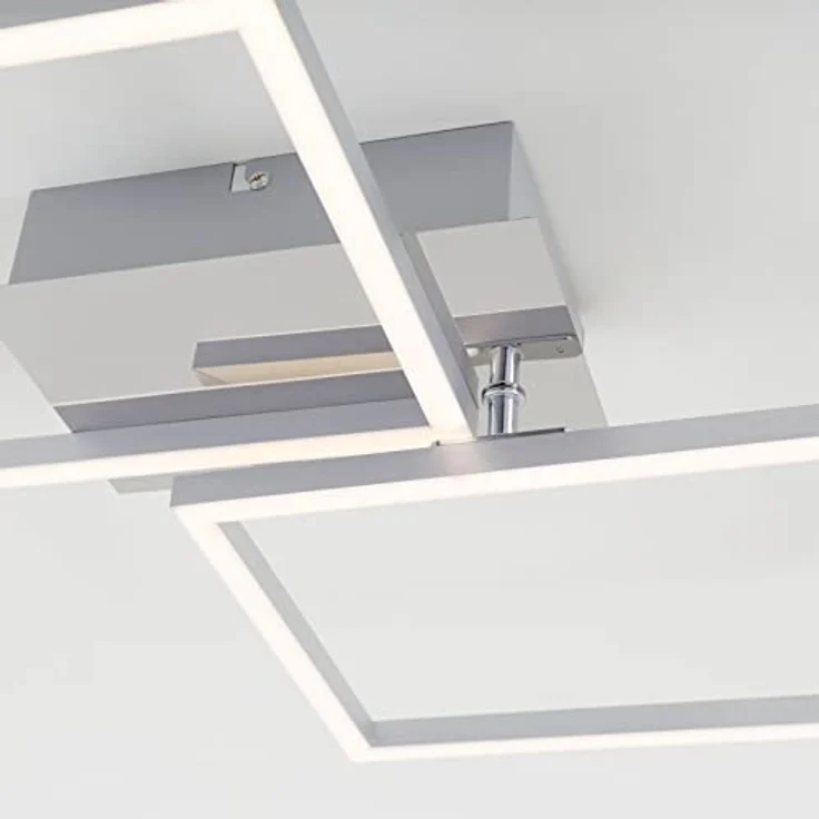 BRILONER Leuchten - LED Deckenleuchte, Deckenlampe dimmbar, inkl. Fernbedienung, inkl. Farbtemperatursteuerung, inkl. Nachtlichtfunktion und Timer, Chrom-Alu, 500 x 388 x 78mm (LxBxH) – Bild 5