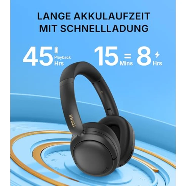 Edifier W800BT SE Over-Ear Bluetooth 5.4 Kopfhörer – KI-Rauschunterdrückung Anrufen – 45std. AKKU – Dual-Device Verbindung – Faltbar – Schwarz – Bild 3
