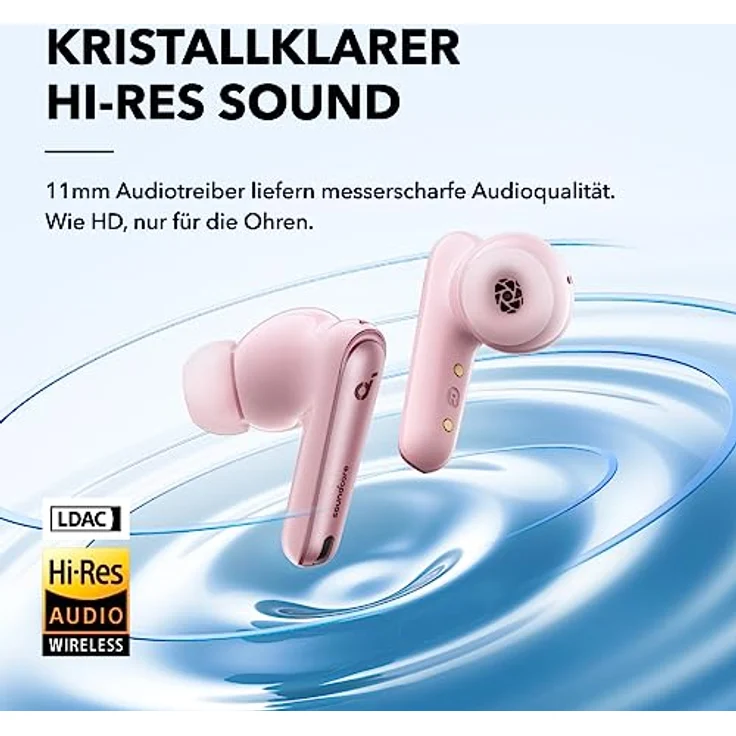 soundcore by Anker Liberty 4 NC Kabellose Earbuds mit Geräuschunterdrückung, 98,5% Noise Cancelling, Adaptive Geräuschunterdrückung für Ohren und Umgebung, Hi-Res Sound, 50H Wiedergabe (Rosa) – Bild 4