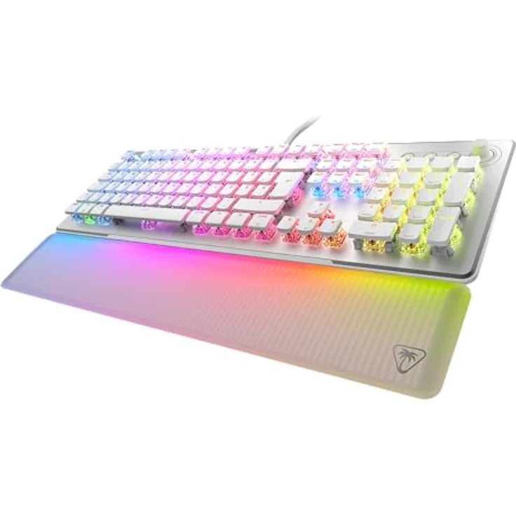 Turtle Beach Vulcan II Max - Optisch-mechanische PC-Tastatur, RGB-Beleuchtung, Handballenauflage, lineare Titan II-Schalter, Aluminiumplatte, Weiß – Bild 1