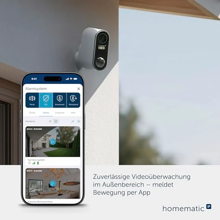 Homematic IP Akku-Außenkamera 162949A0, kabellose Überwachungskamera mit 3 MP, AI Personenerkennung, Zwei-Wege-Audio, Nachtsicht, zur Selbstinstallation – Bild 2