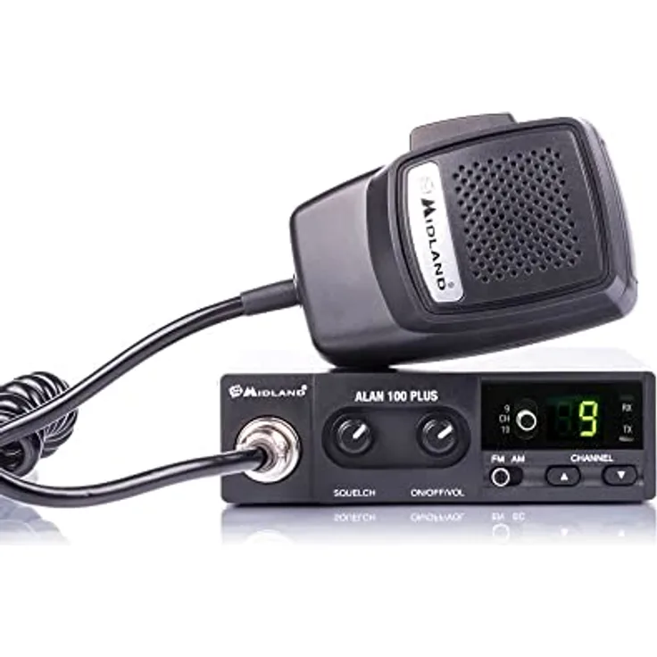 Midland Alan 100 Plus B, CB-Mobilfunkgerät mit AM/FM, automatischer Rauschunterdrückung, schwarz