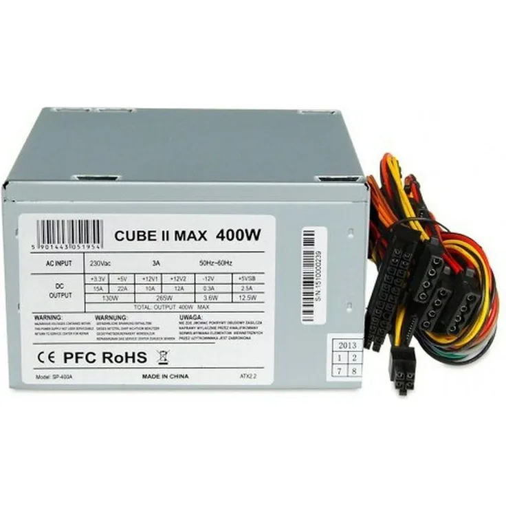 iBox CUBE II, 400W PC Netzteil mit 12 CM Lüfter, hohe Effizienz 86%, silber