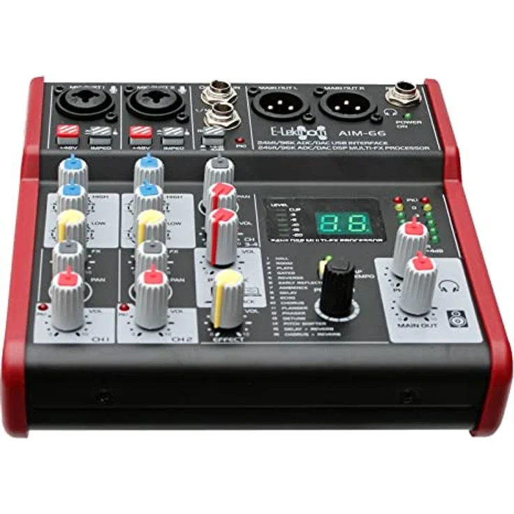 E-Lektron AIM-66 4-Kanal Streaming Audio-Mixer Mischpult mit USB Computer-Interface und DSP-Effekt – Bild 4