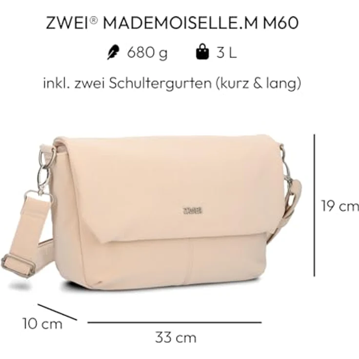 Zwei Mademoiselle.M Messenger, Laptop-Tasche mit 33 cm Fach, gelb, 100% Polyurethan – Bild 2