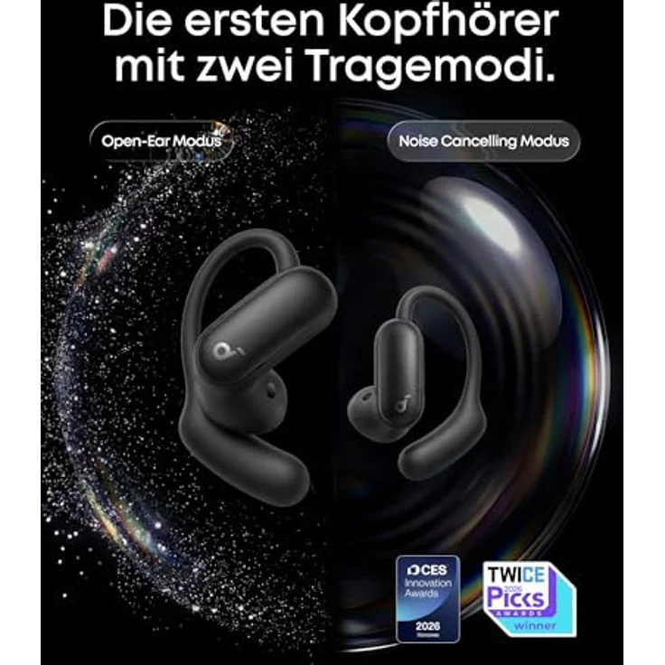 soundcore AeroFit 2 Pro, 2-in-1 Kopfhörer mit 2 Tragemodi, ANC 3.0, Bluetooth 6.1, Hi-Res Sound, IP55, 34h Spielzeit – Bild 2