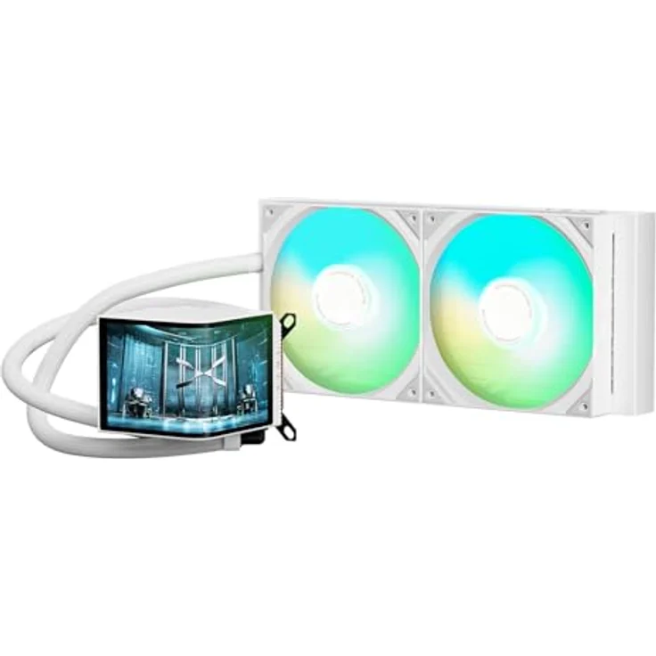 TRYX Panorama 280 ARGB Weiß 280mm AIO mit 6,5" AMOLED Curved Display und Asetek 8. Gen 300W TDP - Intelligente RGB-Lüfter - Intel LGA 1851/1700/1200/115X AMD AM5/AM4 – Bild 1