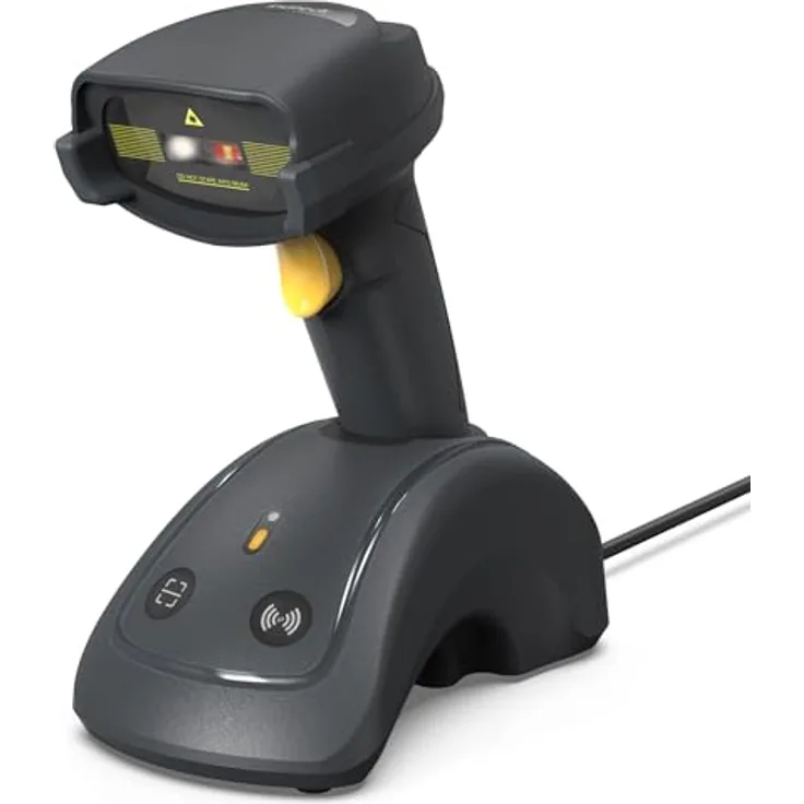 Inateck 560B Barcodescanner, Grau, mit Datentransferstation, 1D/2D Barcode-Unterstützung, 100 Scans/Sekunde, 12 Stunden Akkulaufzeit