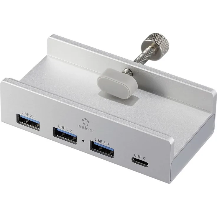 Renkforce RF-6690354 USB-Hub 3+1 Port USB-A, USB-C® 5 GBit/s mit Aluminiumgehäuse, Silber