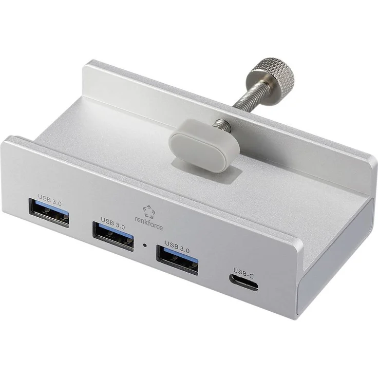 Renkforce RF-6690354 USB-Hub 3+1 Port USB-A, USB-C® 5 GBit/s mit Aluminiumgehäuse, Silber