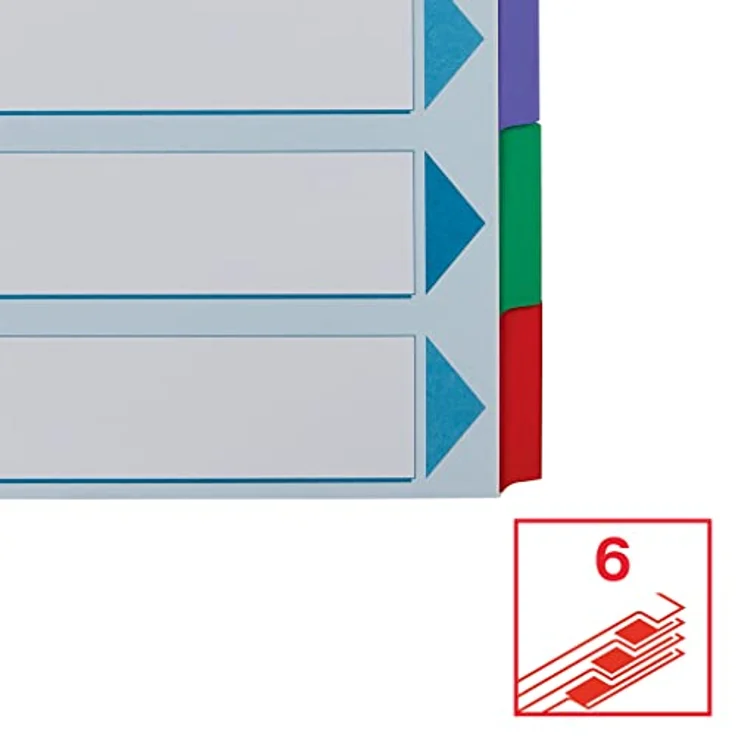 ESSELTE Aktenordner, Register blanko, DIN A4, 6-tlg. Karton, A4 weiß – Bild 3