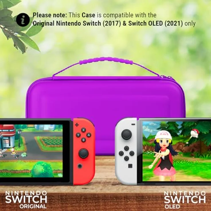 Orzly Tragetasche für Nintendo Switch, Hartschalen Aufbewahrungstasche mit Platz für Konsole, 2 Joy-Con Controller und Zubehör, Lila – Bild 2