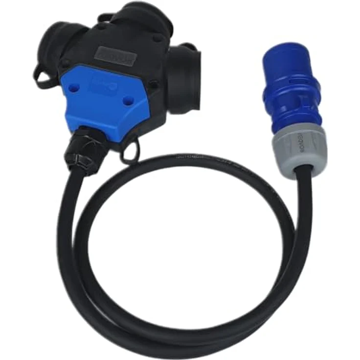RoadEu Camping Adapter - Stecker 16A 3P auf Schuko Kupplung 3X 230V - 3-Fach Schuko Steckdose - Verlängerungskabel 10 Meter - IP44 Wasserbeständigkeit - Robuste Bauweise – Bild 2