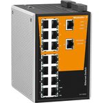 Weidmüller Network Switch Managed, Fast Ethernet (16 Ports), Schwarz, Premium-Line, Turbo Ring und Turbo Kette, IEEE 1588 PTP, Modbus/TCP, VLAN, Metallgehäuse