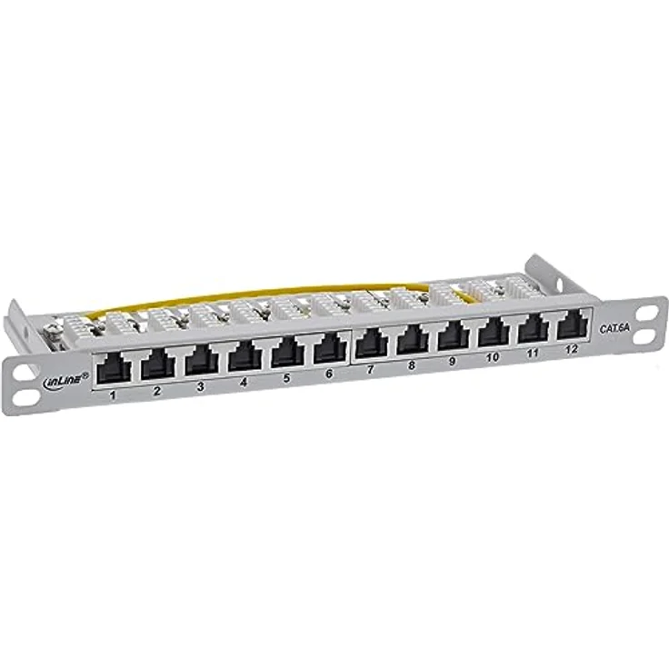 InLine® 10" Patchfeld Cat.6A 0,5HE 12-Fach, lichtgrau, RAL7035, mit Staubschutz – Bild 3