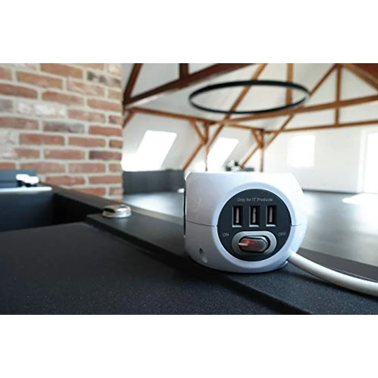 Schwaiger 661507 Mehrfachsteckdose 6-fach (3 Steckdosen, 3 USB Buchsen, Kabellänge 1.4 m), in Würfelform – Bild 3