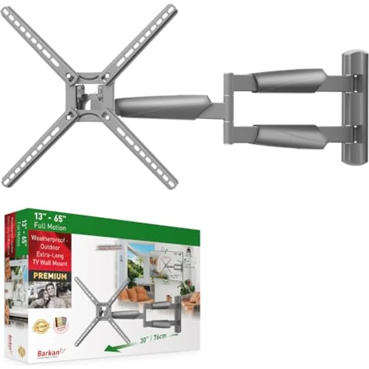 Barkan 76cm TV Wandhalterung für draußen, 13-65 Zoll, schwenkbar/neigbar, max. VESA 400x400, wetterfest, bis 36Kg tragend – Bild 1