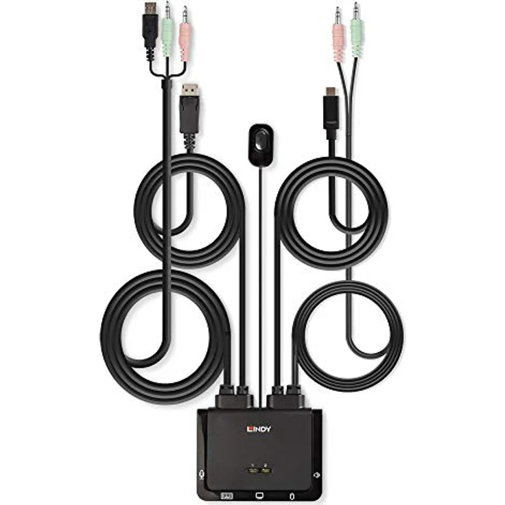 LINDY 42346 2 Port DisplayPort 1.2, USB Typ C, USB 2.0 & Audio Cable KVM Switch – Bild 3