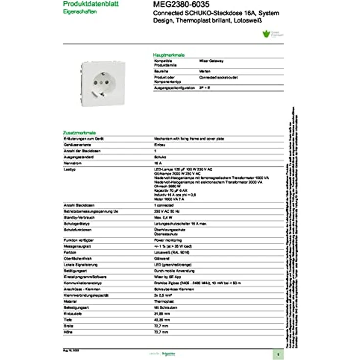 Schneider Electric Merten - Wiser Connected Schuko-Steckdose 16A TPB Lotosweiß System Design, Smart Steckdose, Kompatibel mit Amazon Alexa und Google Home, Smart Home Wifi Steckdose, MEG2380-6035 – Bild 4