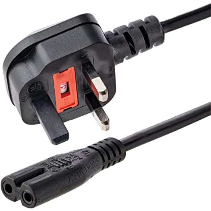 StarTech.com 1,8 m GB Laptop Ladekabel, BS 1363 Stecker auf C7, 2,5A 250V, 18AWG, Schwarz, Laptop Ersatzkabel, Drucker Stromkabel, UK Laptop Stromkabel/Netztkabel (PXTNB2SUK6)