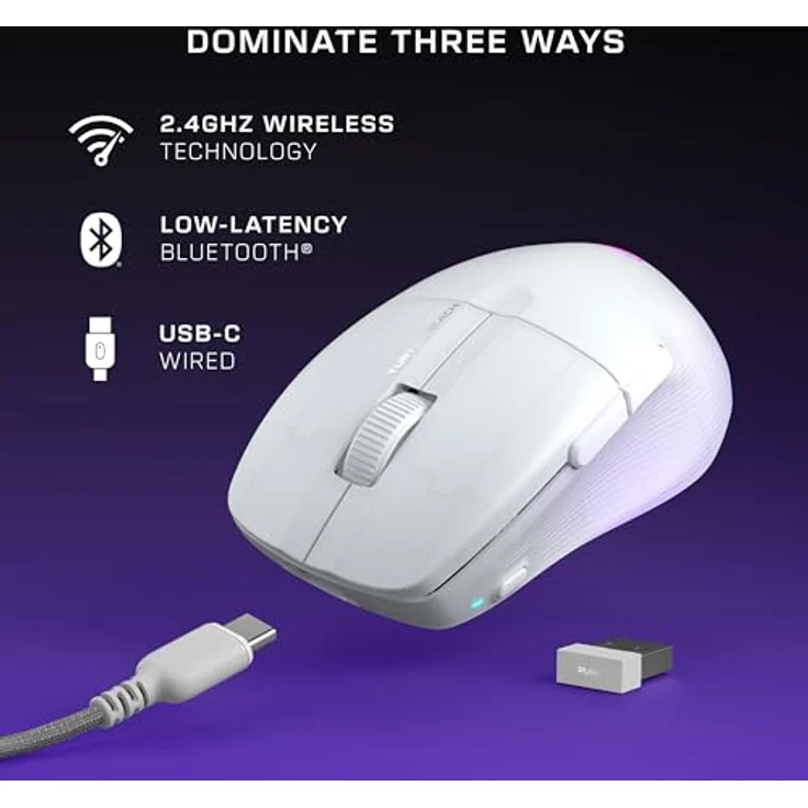 Turtle Beach Pure Air RGB-Gaming-Maus, Weiß, 26.000 DPI, 125h Akkulaufzeit – Bild 5