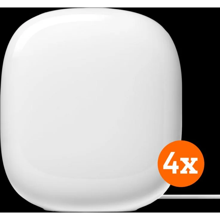 Google Nest Wifi Pro 4-Pack, Router mit WLAN 6 und Smart-Home-Hub-Funktion