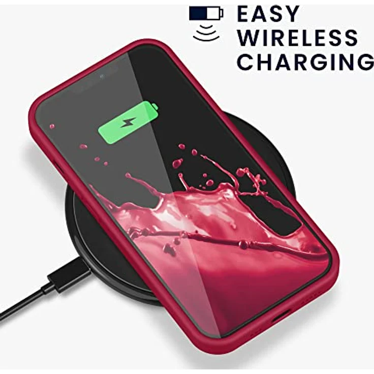 kwmobile iPhone 13 Pro Hülle, Silikon Case in Sweet Cherry, kabelloses Laden, rutschfest und elastisch – Bild 5