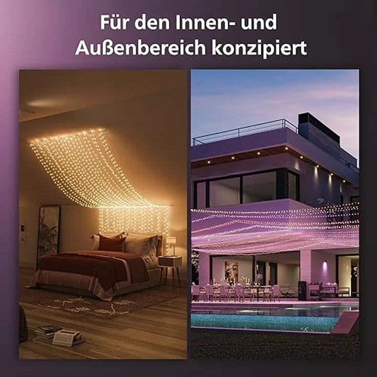 Philips Hue Festavia Lichterkette, White & Color Ambiance, 250 Mini LEDs, 20 m, wasserdicht, kompatibel mit Amazon Alexa – Bild 4