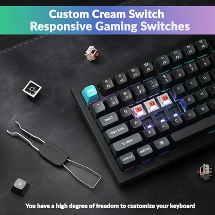 Keychron Q1 Ultra 8K, 75 % Kabellose Mechanische Tastatur, Aluminium, 82 Tasten, ZMK-programmierbar, POM Switch - Red – Bild 7