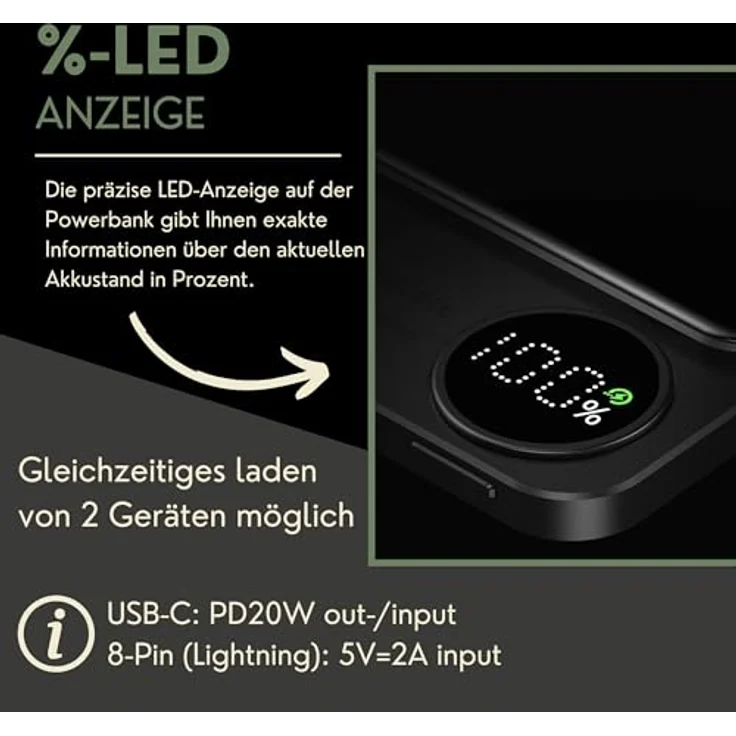 S&T Design Magnetische Powerbank 5000mAh, Kabellose Powerbank für iPhone Serie, PD 20W Mini Powerbank USB-C, Violett – Bild 4
