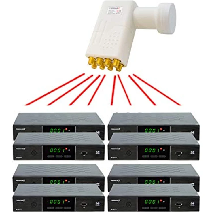 PremiumX Satelliten-Komplettanlage PXA80, 80cm Satellitenschüssel in Hellgrau mit Octo LNB für bis zu 8 Teilnehmer, ideal für UHD und HD Empfang – Bild 5