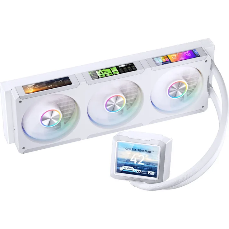 Jonsbo TF3-360SCW AiO Wasserkühlung, 360mm Radiator, ARGB Beleuchtung, weiß, kompatibel mit AMD und Intel