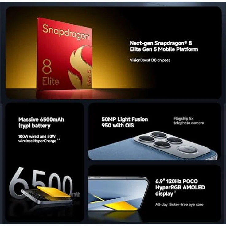 XIAOMI Poco F8 Ultra 5G, Smartphone mit 256GB Speicher, 12GB RAM, Dual SIM, Schwarz – Bild 2