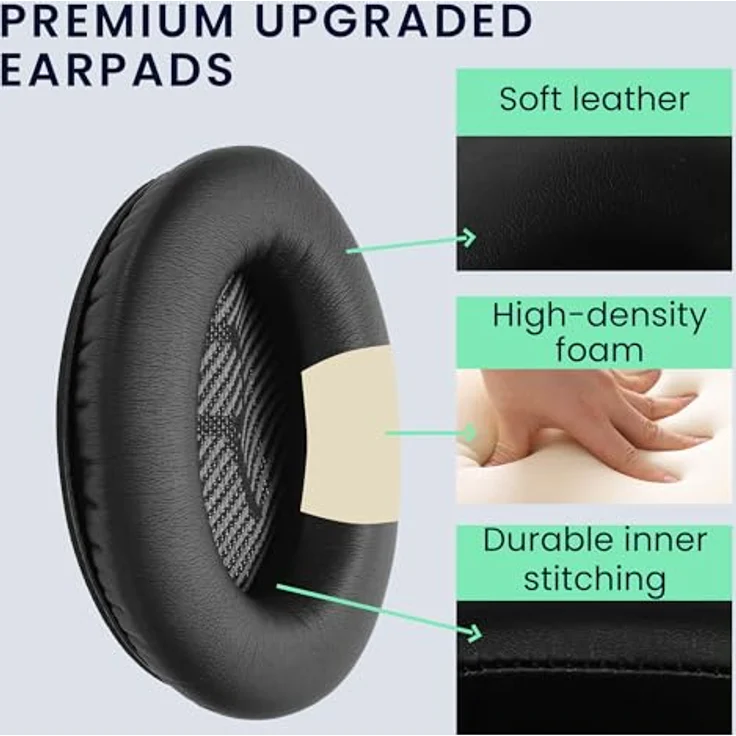 kwmobile Kopfhörer (2x Ohrpolster für Bose Quietcomfort - Kunstleder Ersatz Ohr Polster für Overear Headphones) – Bild 4