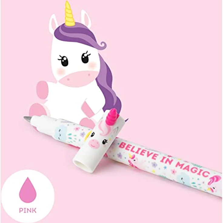 Legami Gelschreiber Einhorn, EP0013, löschbar, Gehäuse bunt, 0,7mm, Schreibfarbe pink – Bild 2