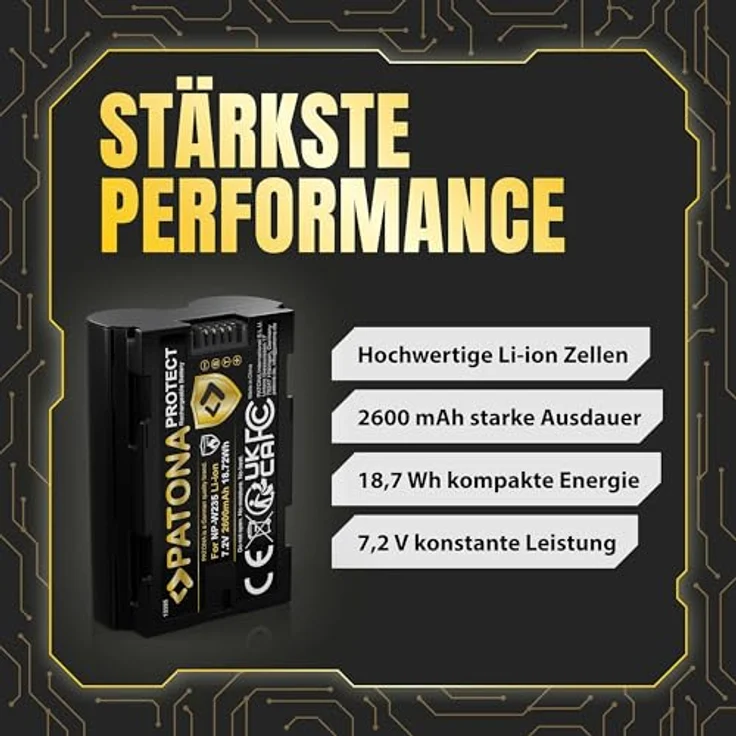 PATONA Protect NP-W235 Akku 2600mAh, Hochleistungs-Ersatzakku für Fuji Fujifilm GFX-50S II, X-H2, X-T5, hitzebeständig, maximale Sicherheit und Kompatibilität – Bild 5