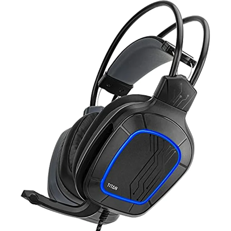 NITHO Titan 7.1 Surround Sound Gaming Headset für PC/Laptop/PS4/Xbox/Nintendo Switch, Kopfhörer mit Omnidirektionalmikrofon, 50mm Treibern, RGB Lichteffekt - Schwarz
