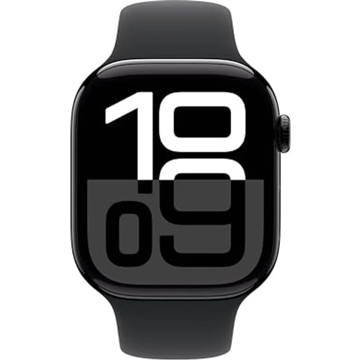 Apple Watch Series 10, 46 mm, GPS, Aluminiumgehäuse Diamantschwarz, Sportarmband Schwarz, S/M – Bild 2