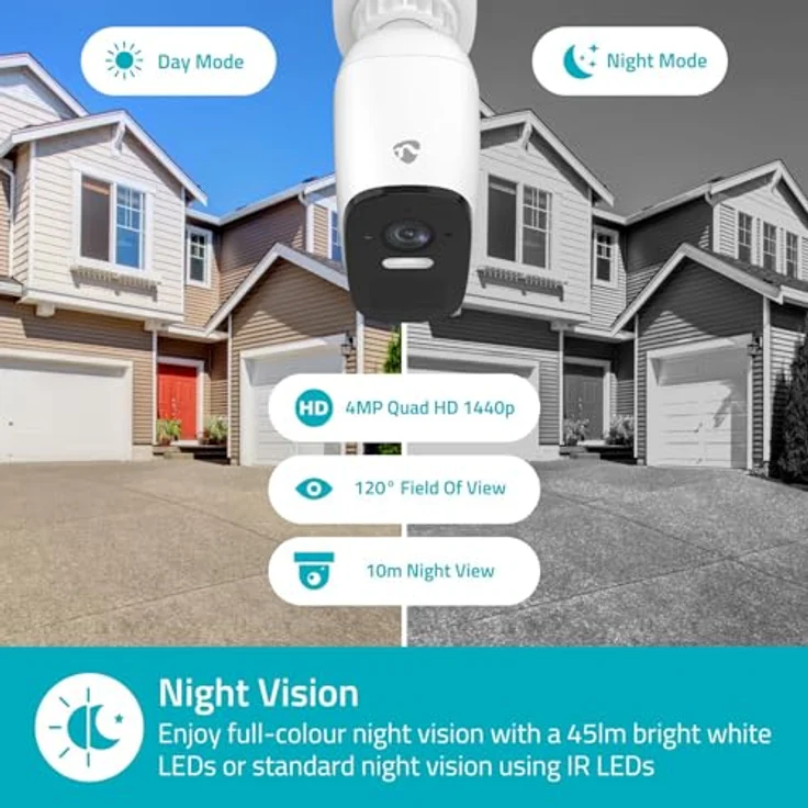 Nedis SmartLife Außenkamera - Wi-Fi - Spotlight - 4MP Quad HD 1440p / 2560x1440 - IP66 - Batterie-Lebensdauer: 10 Monate - 5 V DC – Bild 8