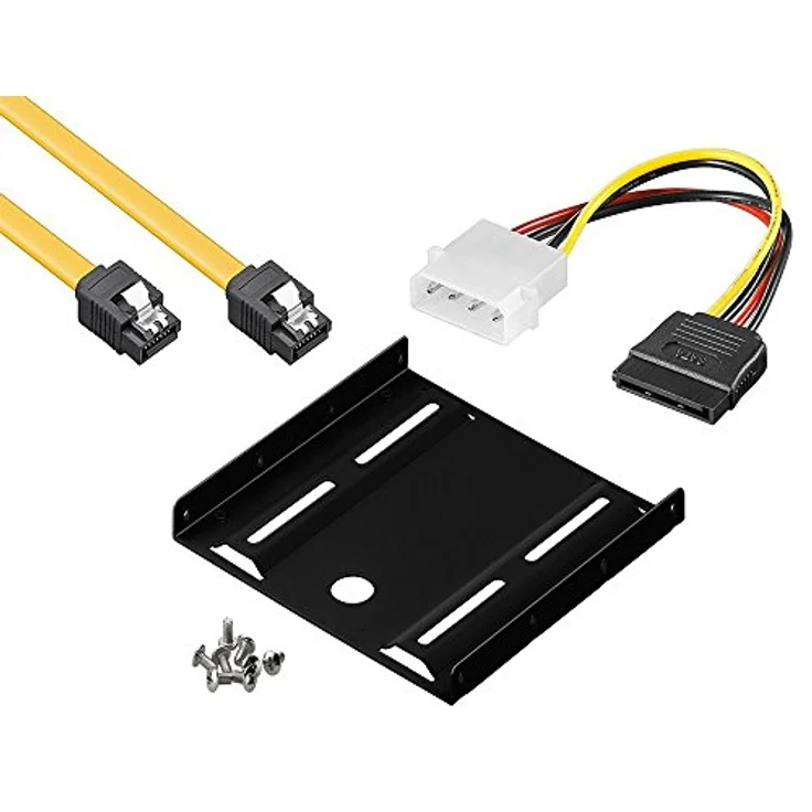 Baytronic Einbauset Einbaurahmen für 2,5" Festplatten/SSD's auf 3,5" Adapter Mounting Frame Halterung - inkl. 30cm SATA Kabel + 4Pin SATA Adapter - Schwarz – Bild 1
