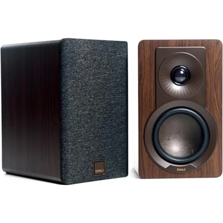 DALI KUPID Premium-Kompakt-Passiv-HiFi-Regallautsprecher, 2-Wege-Design mit 4,5-Zoll-Tieftöner und 1-Zoll-Hochtöner, inklusive Wandhalterung (Paar) – Dunkles Walnuss – Bild 1
