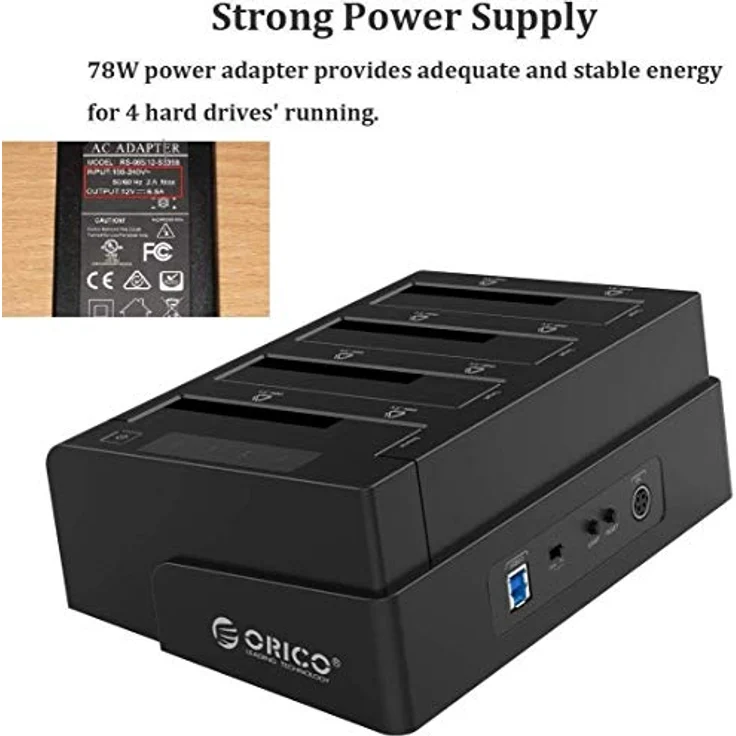 ORICO 6648US3-C, USB 3.0 zu SATA Offline Klon Festplatten Dockingstation, 4-Steckplatz für 2,5 und 3,5 Zoll SATA HDD/SSD bis zu 4x 16TB, mit 12V 6.5A Netzteil – Bild 3