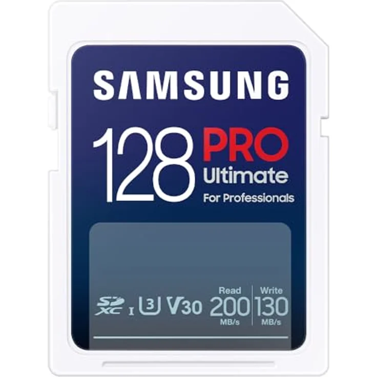 Samsung PRO Ultimate SD-Karte, 128 GB, UHS-I U3, Full HD & 4K UHD, 200 MB/s Lesen, 130 MB/s Schreiben, Speicherkarte für Smartphone, Drohne oder Action-Cam, MB-SY128S/WW – Bild 1