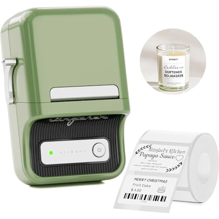 Niimbot B21 tragbarer Etikettendrucker, 1200 mAh Akku, Bluetooth 4.0, Grün – Bild 1