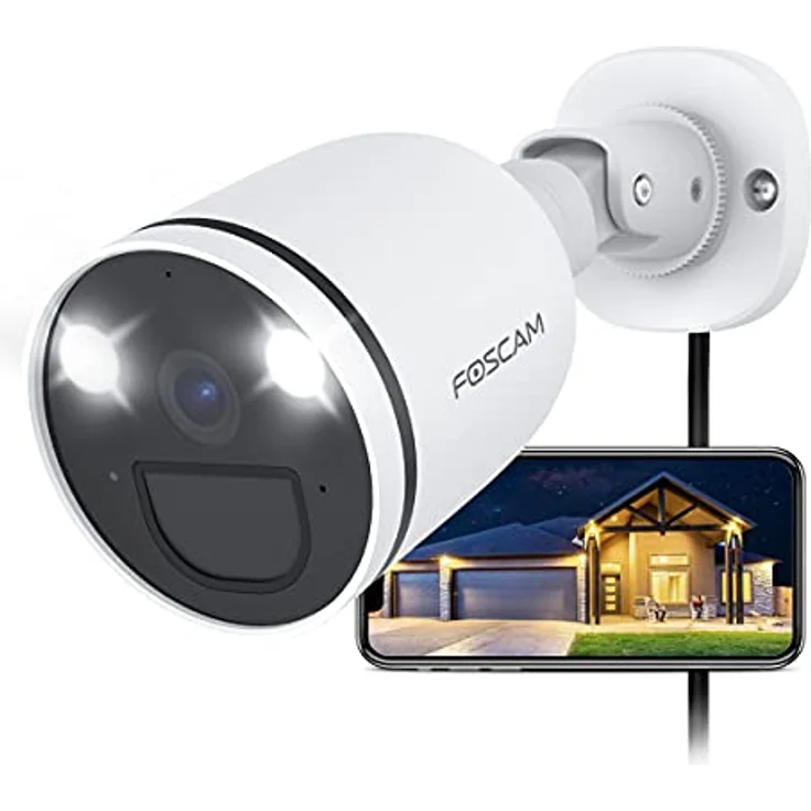 Foscam 2K/4MP Überwachungskamera Aussen mit Spotlight, WLAN WIFI IP Kamera, Farbige Nachtsicht, 2-Wege-Audio, PIR-Erkennung, IP66 Wasserdicht - Schwarz – Bild 1