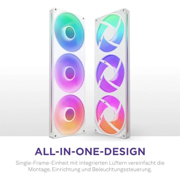 NZXT F420 RGB Core, 420mm Einzelframe-Lüftereinheit mit 3 x 140mm RGB-Lüftern, Geschwindigkeits- und Beleuchtungssteuerung, hohes statisches Druck- und Luftstromdesign, flüssigkeitsdynamische Lager, weiß – Bild 4