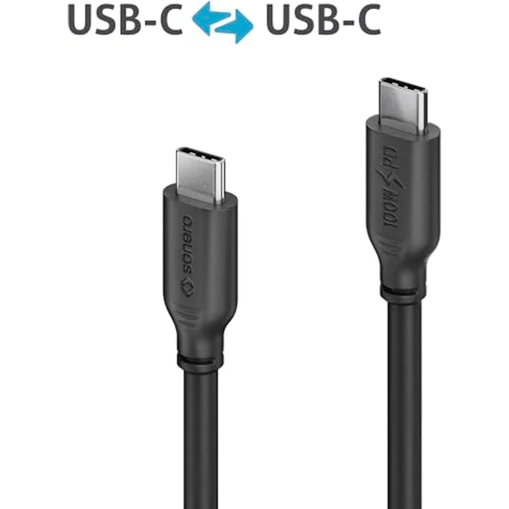 Sonero USB-C Ladekabel, Handy-Ladekabel, Schnellladekabel, Kabel Typ C, USB 2.0, 100W PD, schwarz, 3,00m – Bild 4