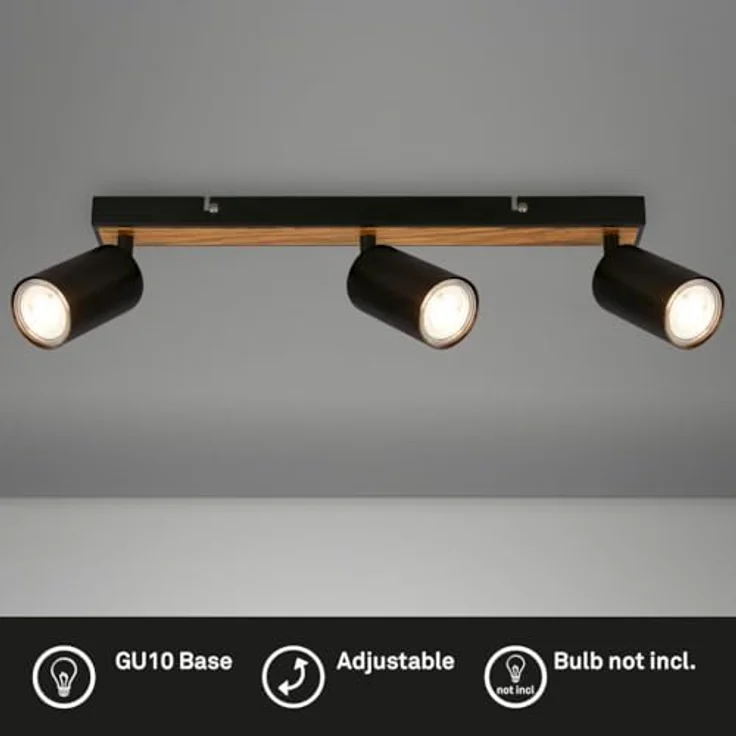 BRILONER - Deckenlampe schwenkbar, GU10 Fassung, max. 9 W, 44 cm, Schwarz-Holz – Bild 2